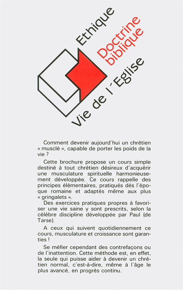 Quatrième de couverture de « HALTEROPHILIE CHRETIENNE OU COMMENT DEVELOPPER SES MUSCLES DE CHRETIEN »