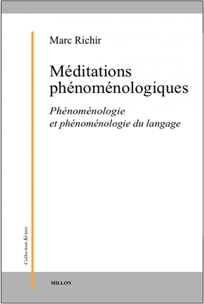 Couverture du livre « MEDITATIONS PHENOMENOLOGIQUES » de Marc Richir, librairie Les Contes Infusés à Corte