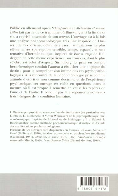 Quatrième de couverture de « DELIRE »