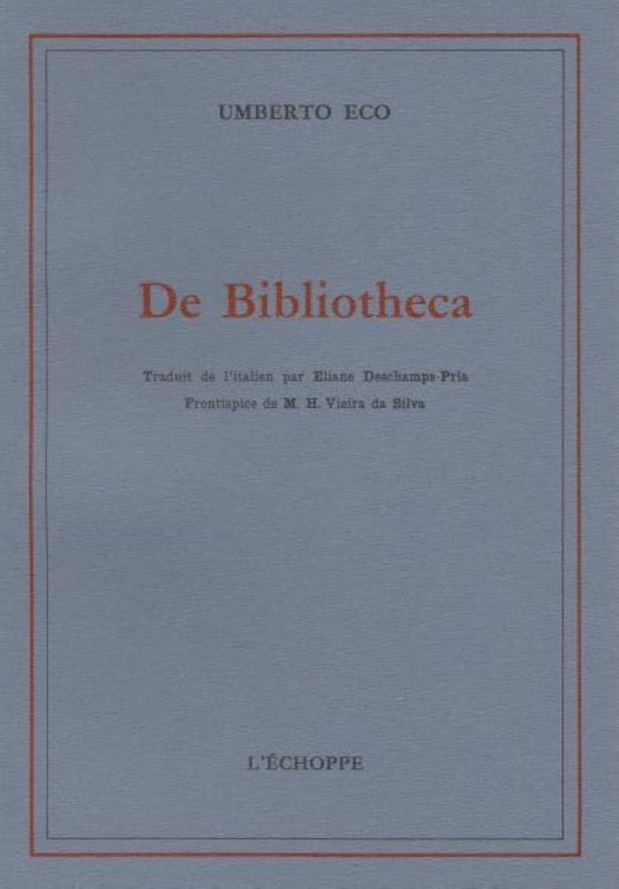 Couverture du livre « DE BIBLIOTHECA », librairie Les Contes Infusés à Corte