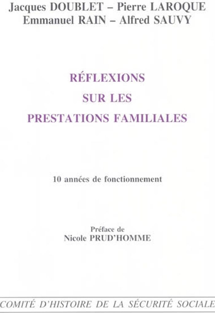 Couverture du livre « REFLEXIONS SUR LES PRESTATIONS FAMILIALES - 10 ANNEES DE FONCTIONNEMENT » de Chss, librairie Les Contes Infusés à Corte