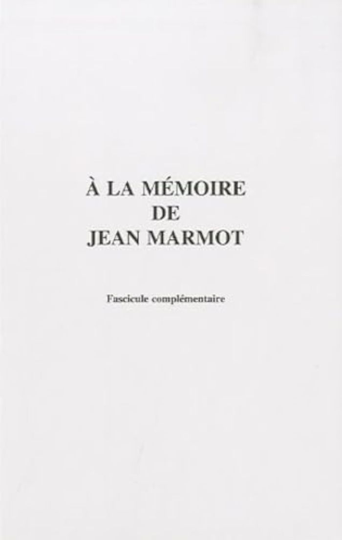 Couverture du livre « A LA MEMOIRE DE JEAN MARMOT », librairie Les Contes Infusés à Corte