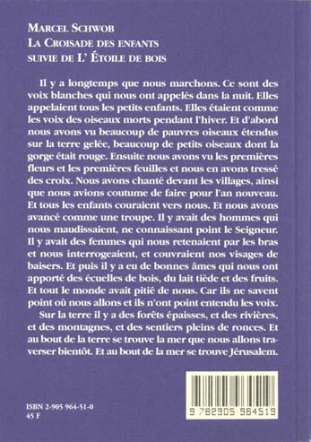 Quatrième de couverture de « LA CROISADE DES ENFANTS »