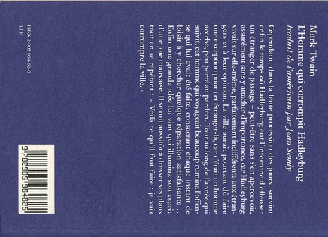 Quatrième de couverture de « L'HOMME QUI CORROMPIT HADLEYBURG »