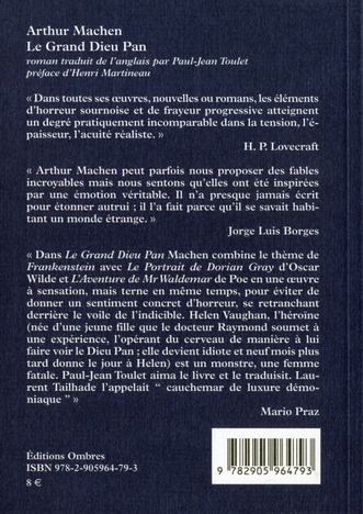 Quatrième de couverture de « LE GRAND DIEU PAN »