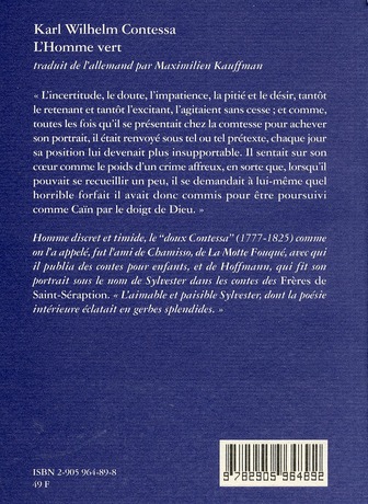 Quatrième de couverture de « L'HOMME VERT »