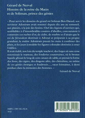 Quatrième de couverture de « HISTOIRE DE LA REINE DU MATIN »