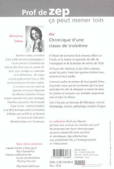 Quatrième de couverture de « PROF DE ZEP, CA PEUT MENER LOIN »