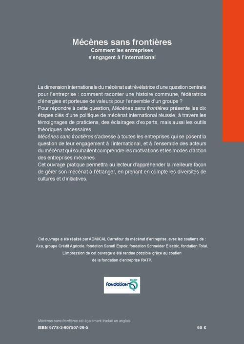 Quatrième de couverture de « MECENES SANS FRONTIERES, COMMENT LES ENTREPRISES S'ENGAGENT A L'INTERNATIONAL »