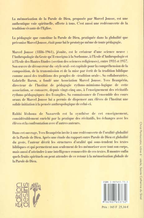 Quatrième de couverture de « RABBI IESHOUA DE NAZARETH »
