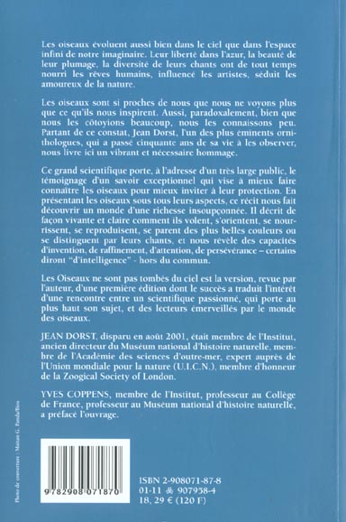 Quatrième de couverture de « LES OISEAUX NE SONT PAS TOMBES DU CIEL »