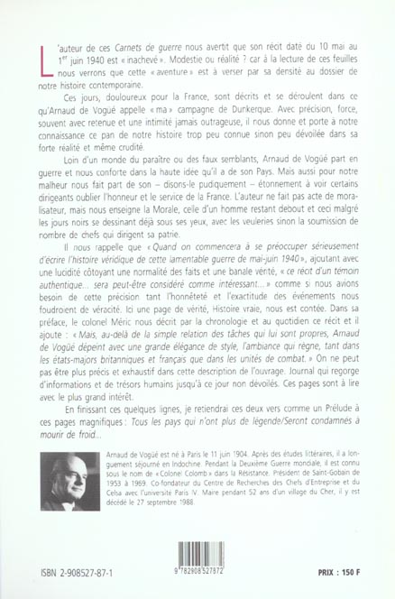 Quatrième de couverture de « CARNETS DE GUERRE - MA CAMPAGNE DE DUNKERQUE »