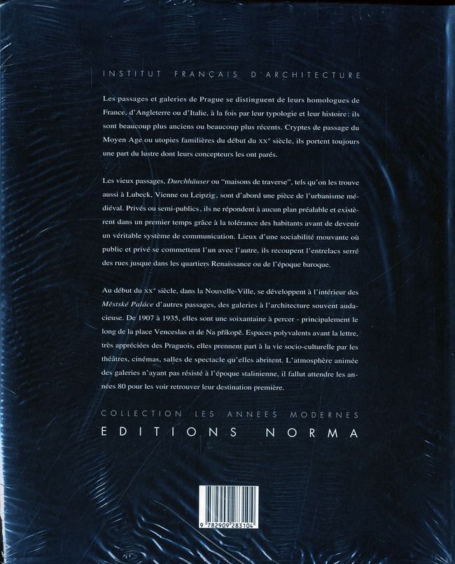Quatrième de couverture de « PRAGUES, PASSAGES ET GALERIES »