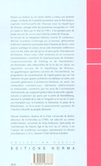 Quatrième de couverture de « BERLIN,UNE VILLE EN SUSPENS »