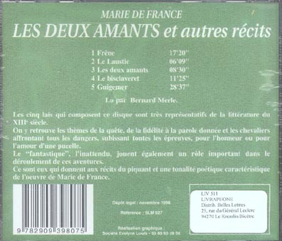 Quatrième de couverture de « LES DEUX AMANTS ET AUTRES RECITS - AUDIO »