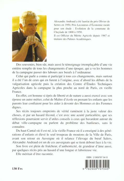 Quatrième de couverture de « PAYSAN ET MAITRE D'ECOLE., MEMOIRE D'UN PAYS »