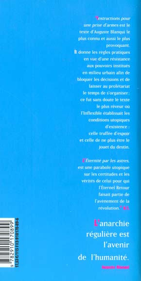 Quatrième de couverture de « INSTRUCTIONS POUR UNE PRISE D'ARMES »