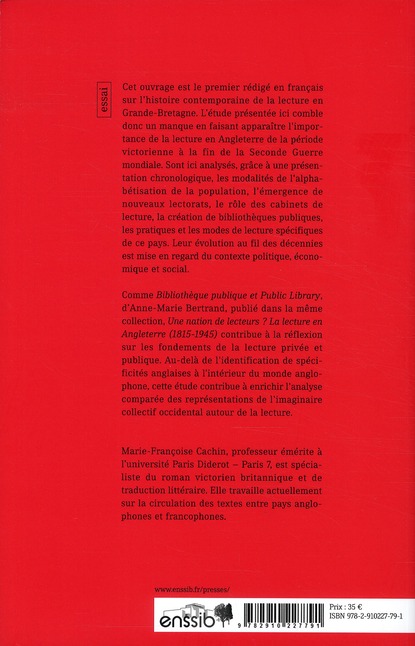 Quatrième de couverture de « UNE NATION DE LECTEURS ?. LA LECTURE EN ANGLETERRE (1815-1945) »