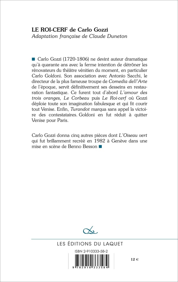 Quatrième de couverture de « LE ROI CERF »