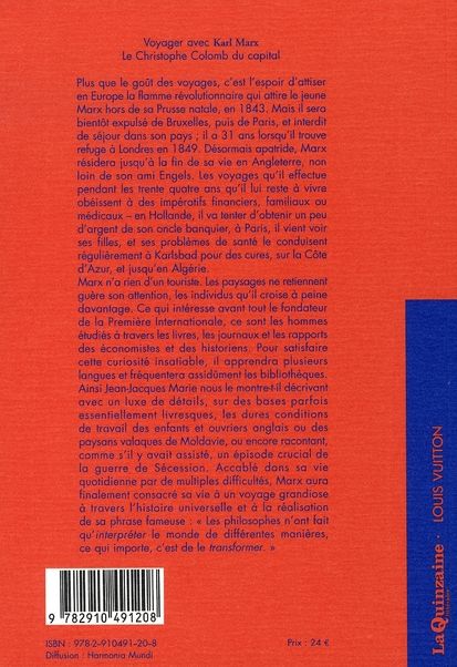 Quatrième de couverture de « VOYAGER AVEC KARL MARX - CHRISTOPHE COLOMB DU CAPITAL »
