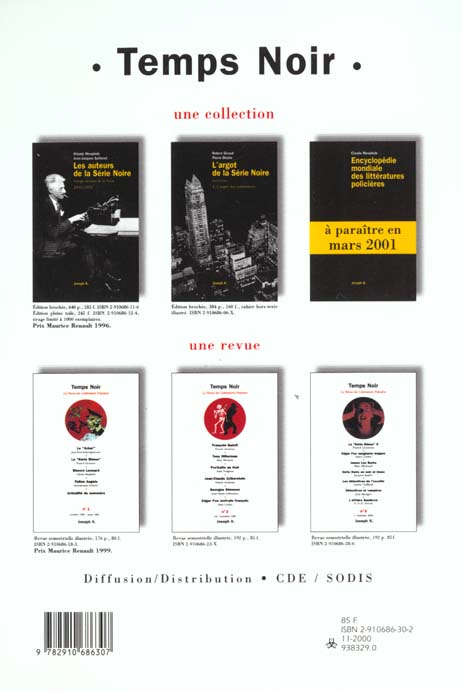 Quatrième de couverture de « TEMPS NOIR LA REVUE DES LITTERATURES POLICIERES N 4 »