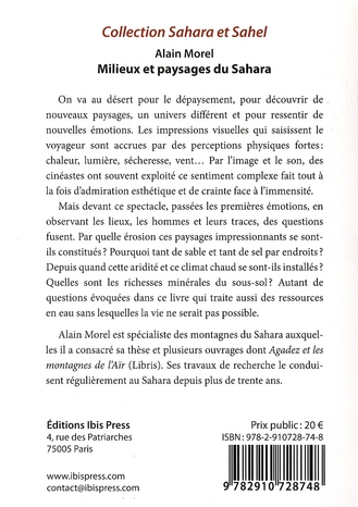 Quatrième de couverture de « MILIEUX ET PAYSAGES DU SAHARA »