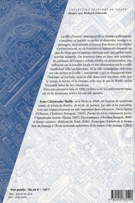 Quatrième de couverture de « LA VILLE A L'OEUVRE »