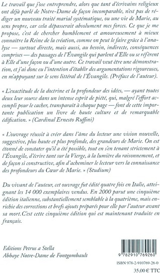 Quatrième de couverture de « LA VIERGE MARIE DANS L'EVANGILE »