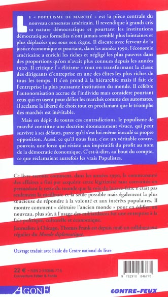 Quatrième de couverture de « LE MARCHE DE DROIT DIVIN - CAPITALISME SAUVAGE ET POPULISME DE MARC »