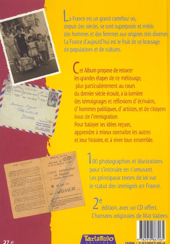 Quatrième de couverture de « MON ALBUM DE L'IMMIGRATION EN FRANCE »