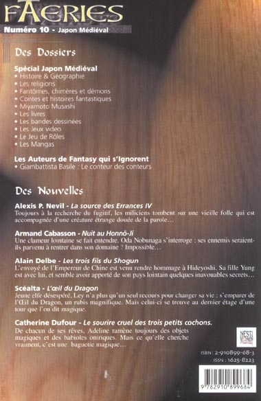 Quatrième de couverture de « FAERIES 10 SPECIAL JAPON MEDIEVAL »