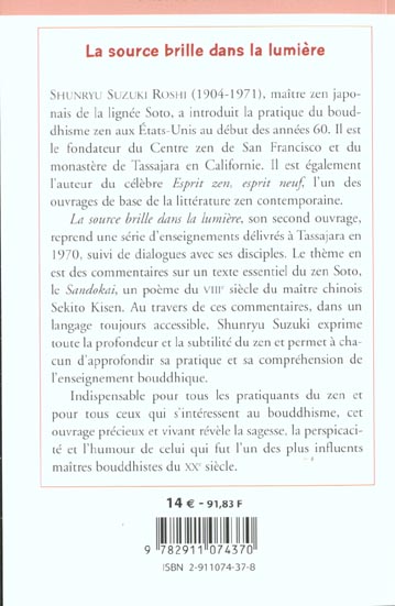 Quatrième de couverture de « LA SOURCE BRILLE DANS LA LUMIERE »