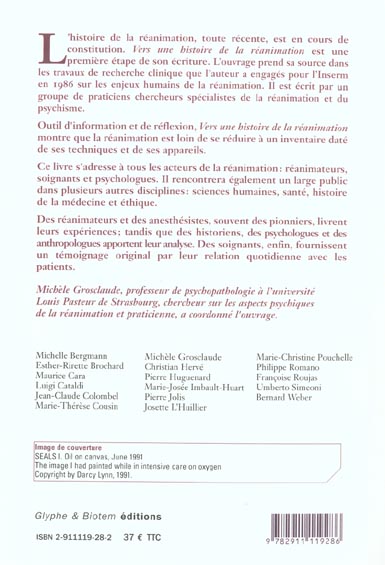 Quatrième de couverture de « VERS UNE HISTOIRE DE LA REANIMATION »