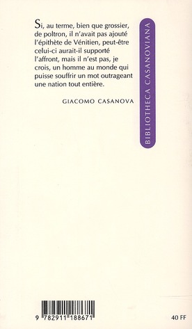 Quatrième de couverture de « LE DUEL OU ESSAI SUR LA VIE DE J.C. VENITIEN »