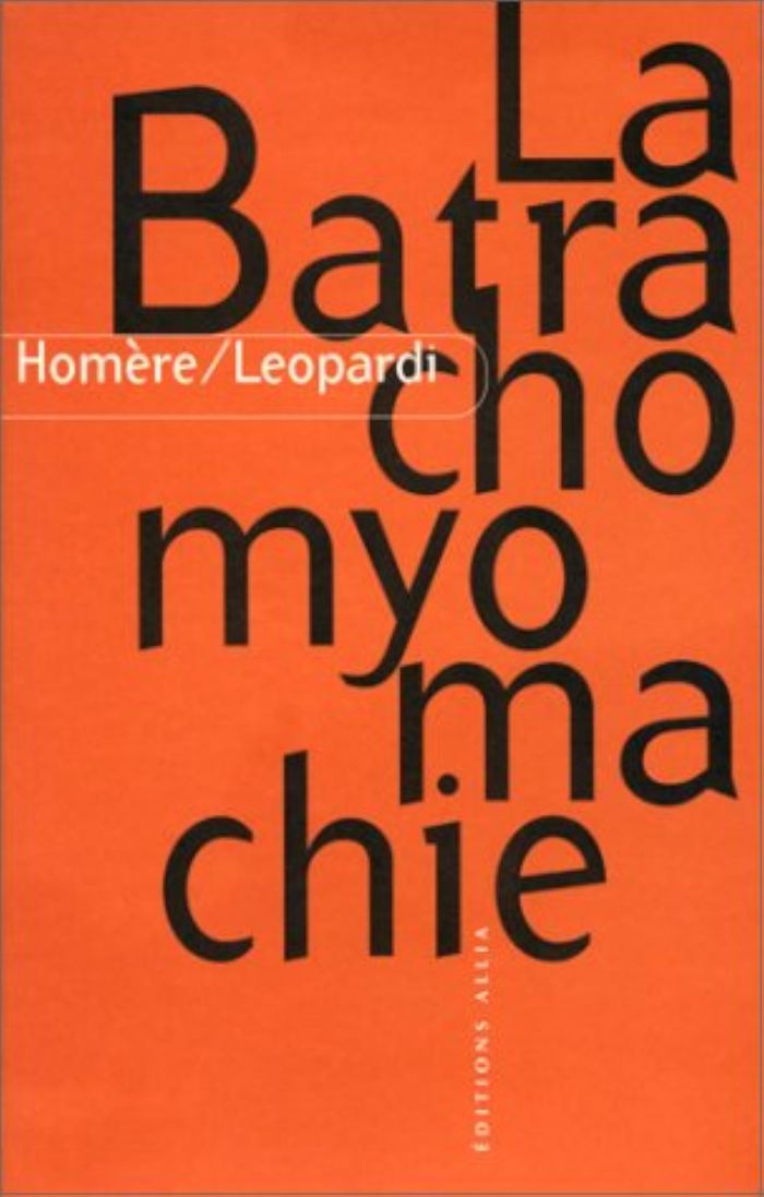 Couverture du livre « LA BATRACHOMYOMACHIE », librairie Les Contes Infusés à Corte