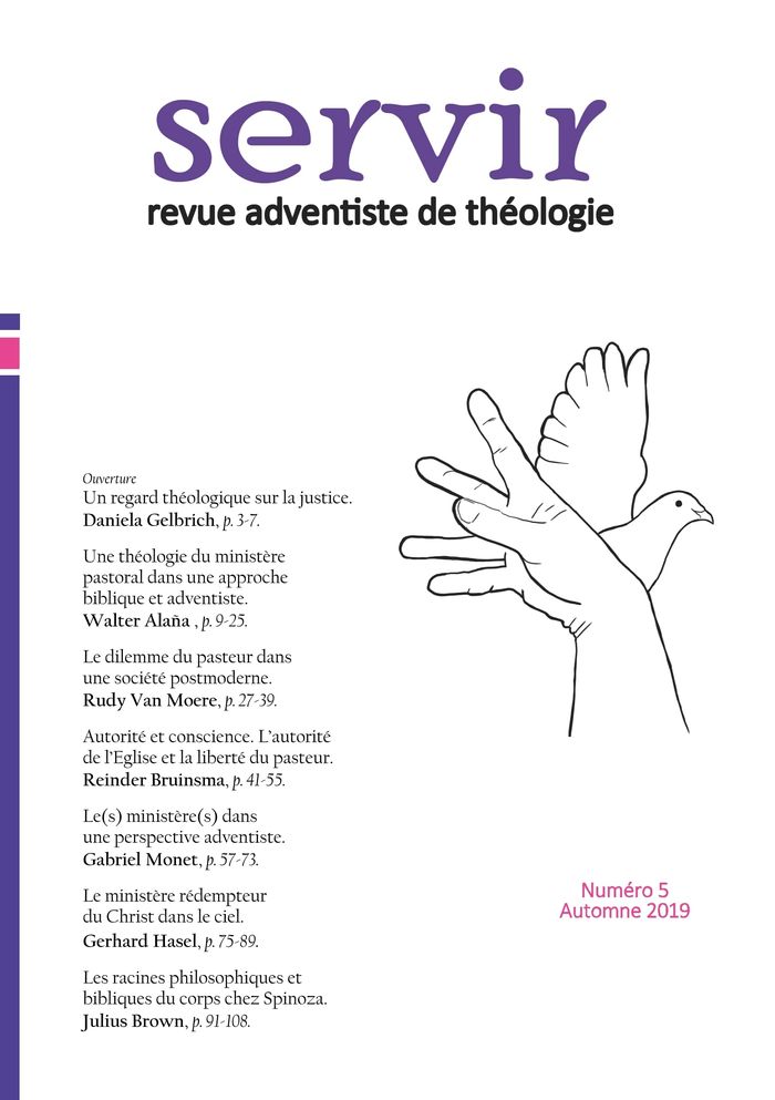 Couverture du livre « SERVIR N 5 - REVUE ADVENTISTE DE THEOLOGIE - AUTOMNE 2019 », librairie Les Contes Infusés à Corte