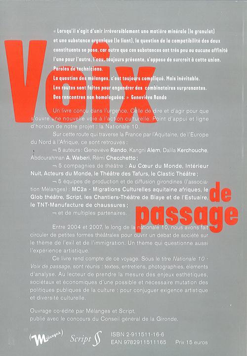 Quatrième de couverture de « N 10 / VOIX DE PASSAGE »