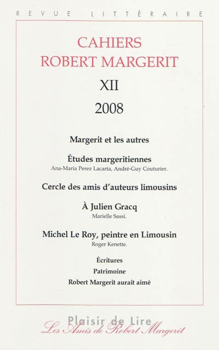 Couverture du livre « CAHIERS ROBERT MARGERIT N XII » de Collectif, librairie Les Contes Infusés à Corte