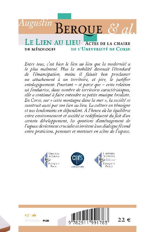Quatrième de couverture de « LE LIEN AU LIEU »