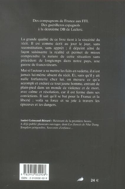 Quatrième de couverture de « MAQUISARD A 17 ANS »