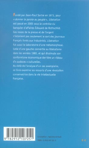 Quatrième de couverture de « LA LIBERATION DE SARTRE A ROTHSCHILD »