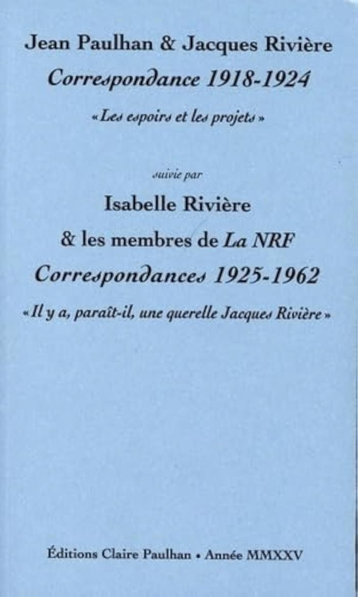 Couverture du livre « Correspondance 1918-1924 : les espoirs et les projets », librairie Les Contes Infusés à Corte