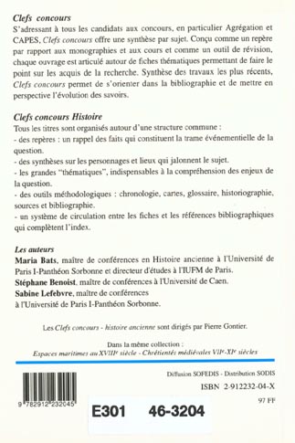 Quatrième de couverture de « L'EMPIRE ROMAIN AU IIIEME SIECLE - DE LA MORT DE COMMODE AU CONCILE DE NICEE »