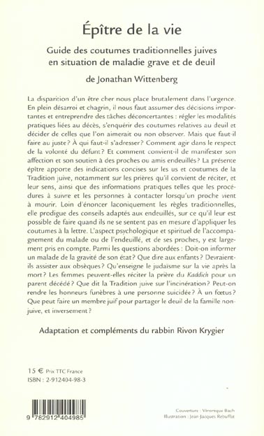 Quatrième de couverture de « EPITRE DE LA VIE »