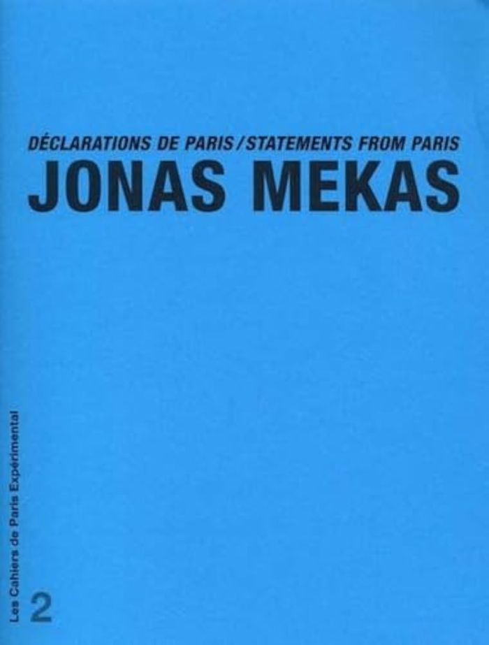 Couverture du livre « CAHIER 2-DECLARATIONS DE PARIS » de Jonas Mekas, librairie Les Contes Infusés à Corte