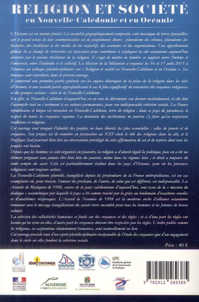 Quatrième de couverture de « RELIGION ET SOCIETE EN NOUVELLE-CALEDONIE ET EN OCEANIE »