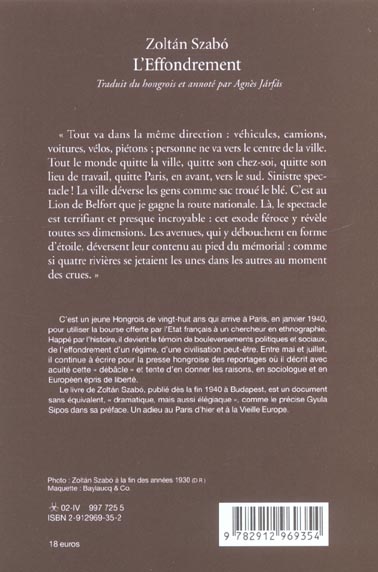 Quatrième de couverture de « L'EFFONDREMENT »