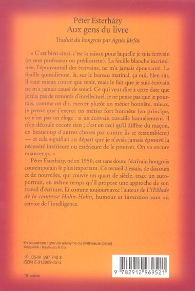 Quatrième de couverture de « AUX GENS DU LIVRE »