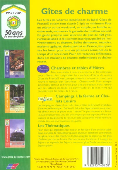 Quatrième de couverture de « GITES DE CHARME 2005 »