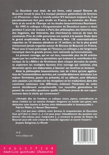 Quatrième de couverture de « LE CINQUANTENAIRE DU DEUXIEME SEXE - COLLOQUE INTERNATIONALE SIMONE DE BEAUVOIR »